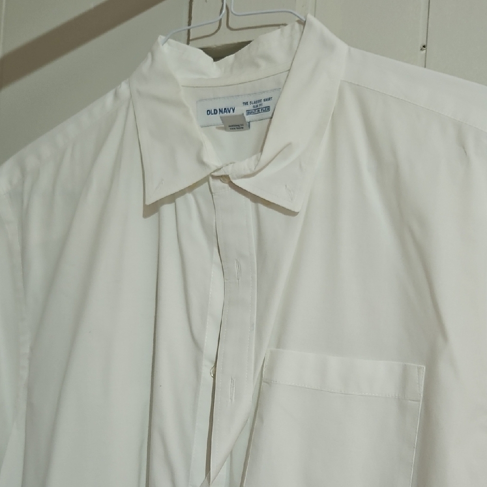 Old Navy Men's White Short Sleeve Dress Shirt Size Xl